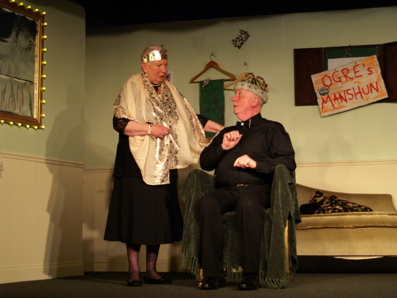 All the World's a Stage - Di as the Queen Mother and Malcolme as King Dacius in Puss in Slippers
