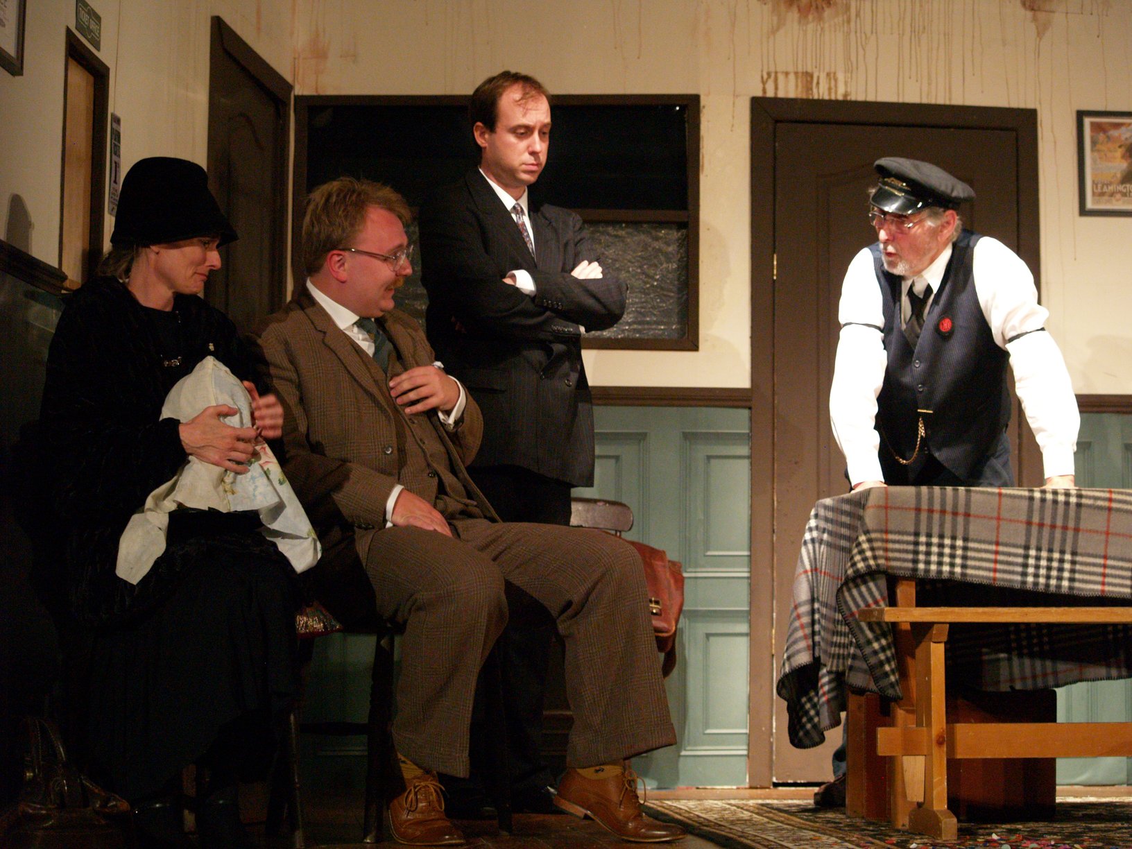 Miss Bourne (Sarah Thorn), Teddie Deakin (Steve Proud), Richard Winthrop (Ric Hutton) & Saul Hodgkin (Roger Mathewson)