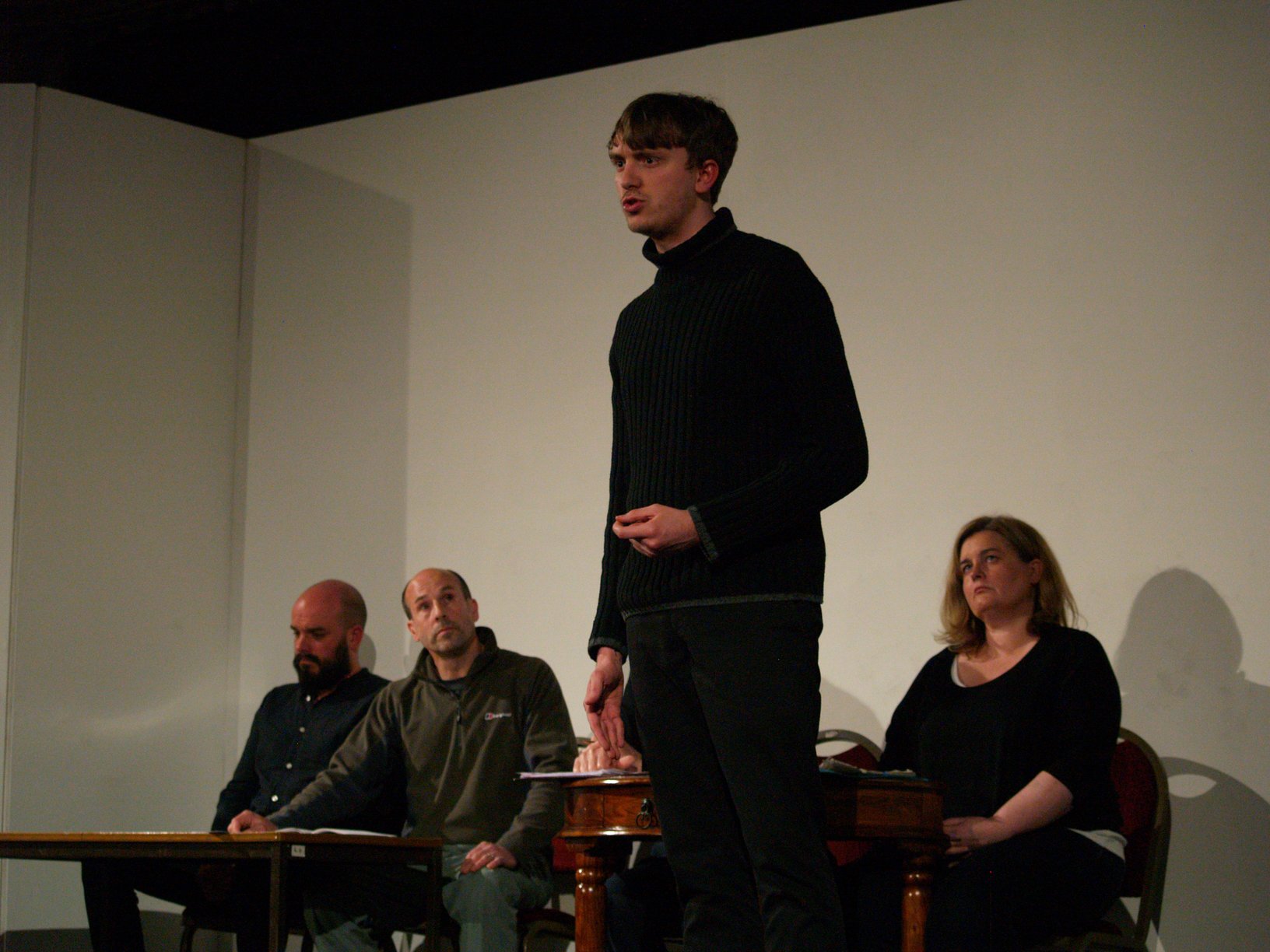 Philip Merryfield (Sam Lew), Counsel for the Defence (Oliver Hale), Counsel for the prosecution (Miles Clayton-Foster), Clerk of the Court (Sarah Davies)